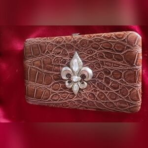 Brown Crocodile Pattern Clutch